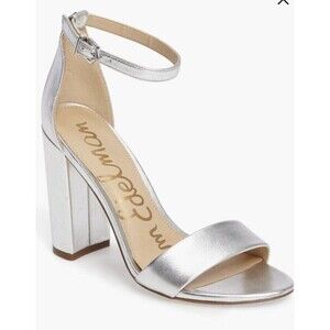 SAM EDELMAN Yaro Ankle Strap Sandal Size 9.5 Silver NWB Wedding Formal Heel